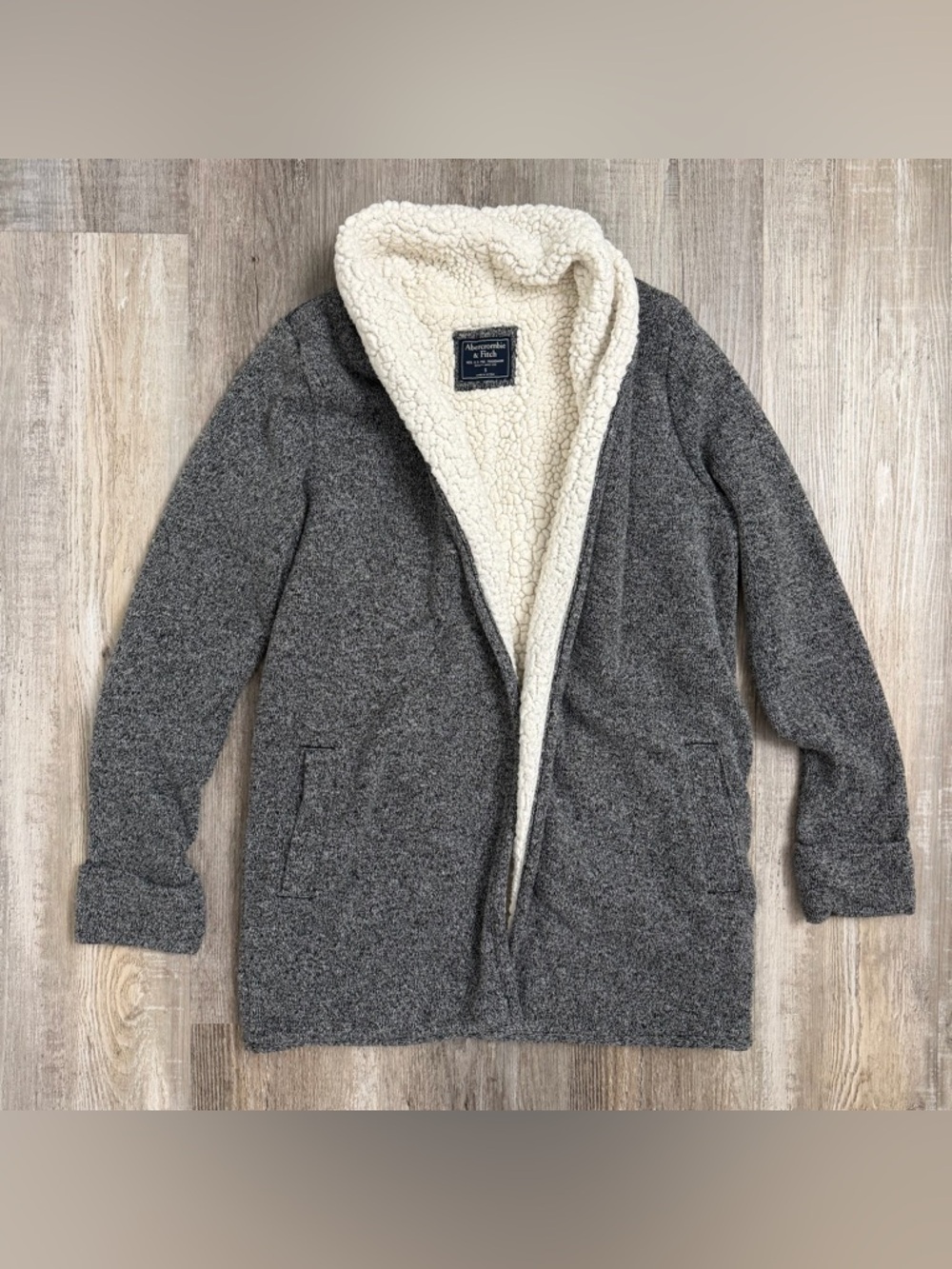 Abercrombie & Fitch W’s Cardigan Sherpa Lined Fleece Small Sweater VINTAGE YTK